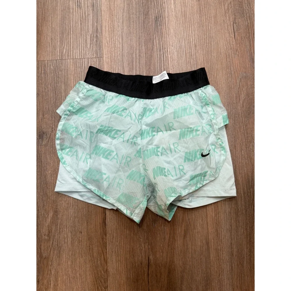 Nike Air Running Shorts Womens XS Teal White Logo Print Athletic Training‎